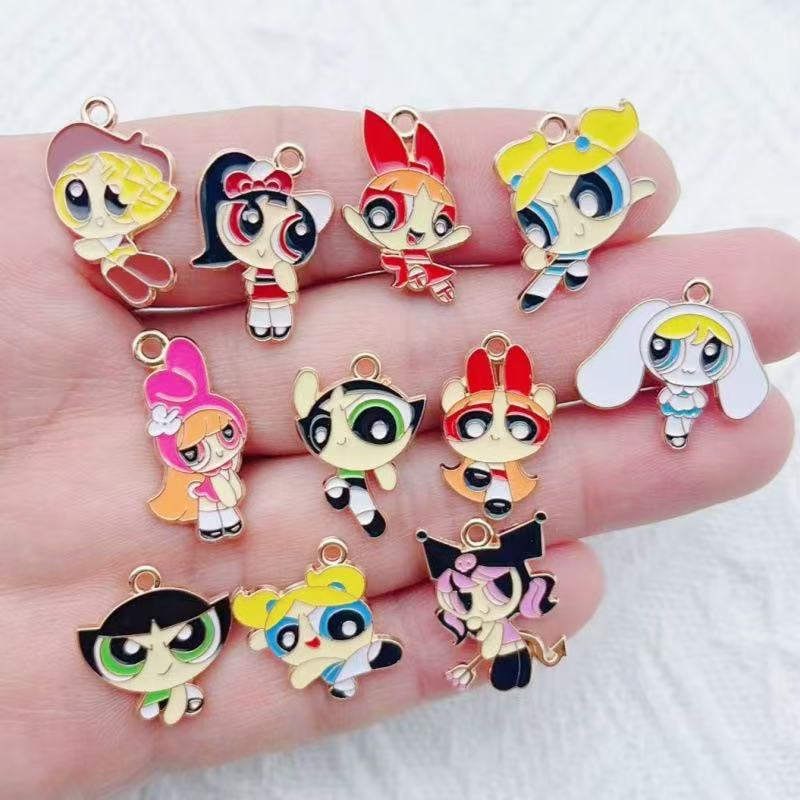 Party Games Girls - 10pcs Alloy Oil-Dripping Cartoon Girl Pendant,
