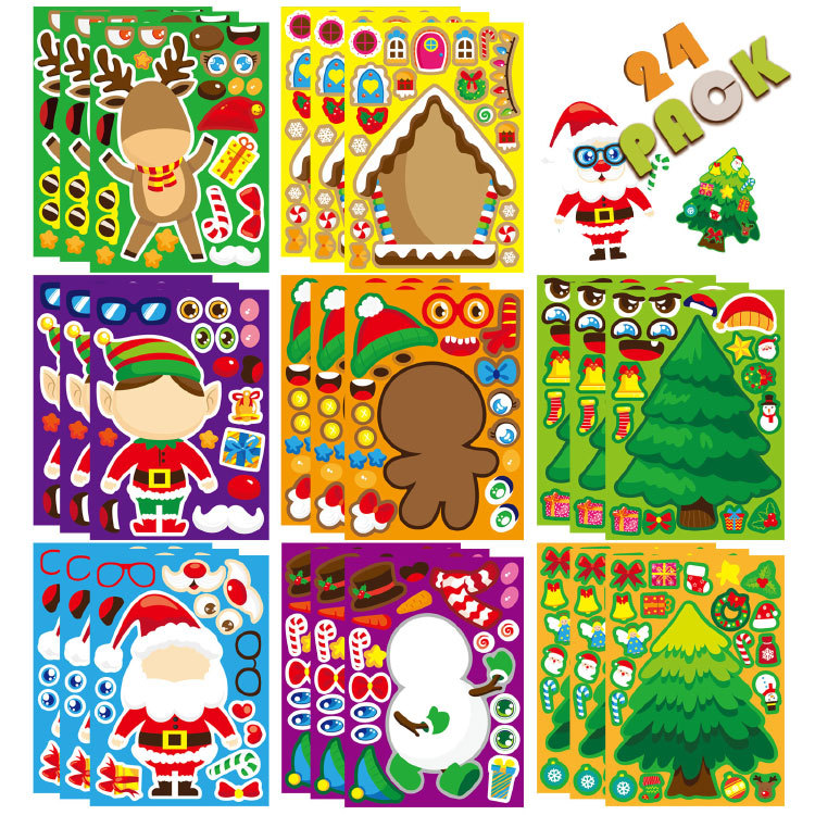 Party Games Instagram - Kawaii Christmas Puzzle Stickers Cartoon Santa
