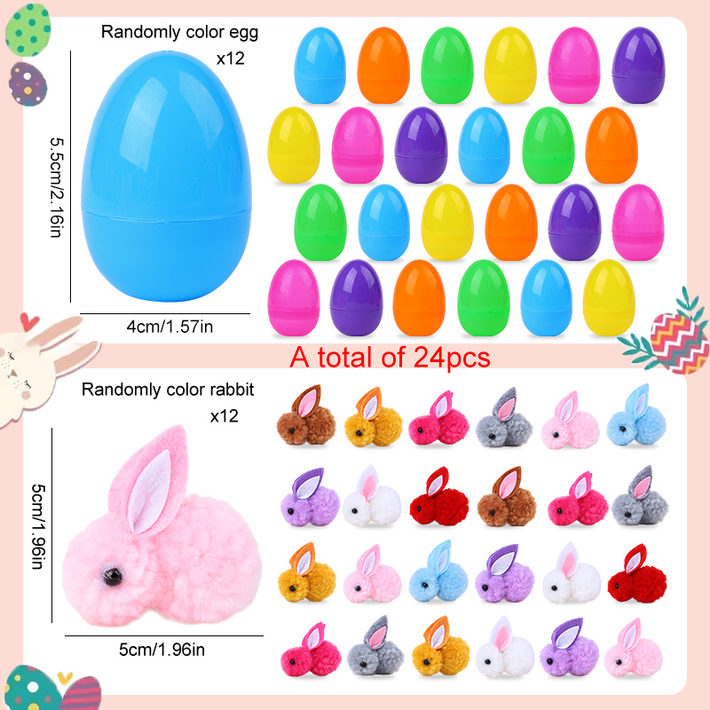 24Pcs Cute Easter Egg with Rab - Party Games Egg 评论和价格